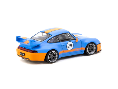 Tarmac Works Porsche 993 Remastered By Gunther Werks Blue & Orange T64-TL054-BO 1/64 Die Cast
