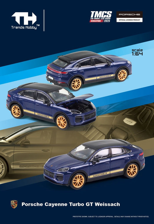 Trends Hobby Porsche Cayenne Turbo GT Weissech Blue TMCS Singapore 2025 1/64 Diecast
