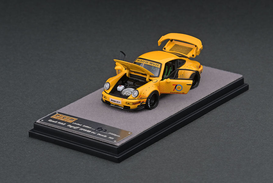 PGM Porsche RWB 964 70th Yellow PGM-640003 1/64 Diecast
