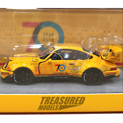PGM Porsche RWB 964 70th Yellow PGM-640003 1/64 Diecast