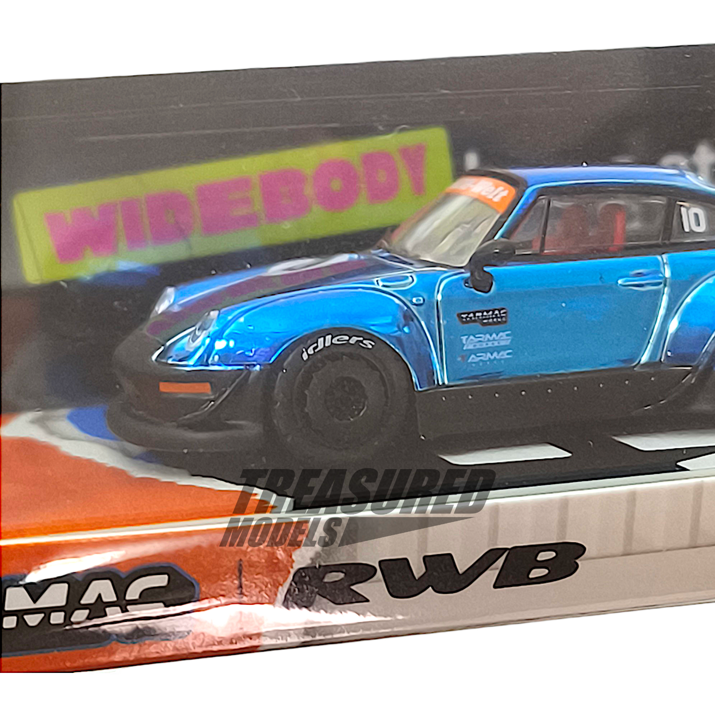 Tarmac Works Porsche RWB 993 Chrome Blue 10th Anniversary Dinner Car 1/64 Diecast