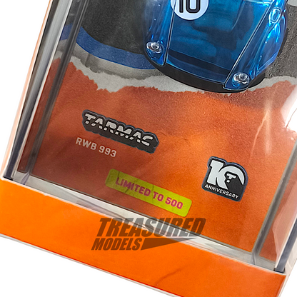 Tarmac Works Porsche RWB 993 Chrome Blue 10th Anniversary Dinner Car 1/64 Diecast