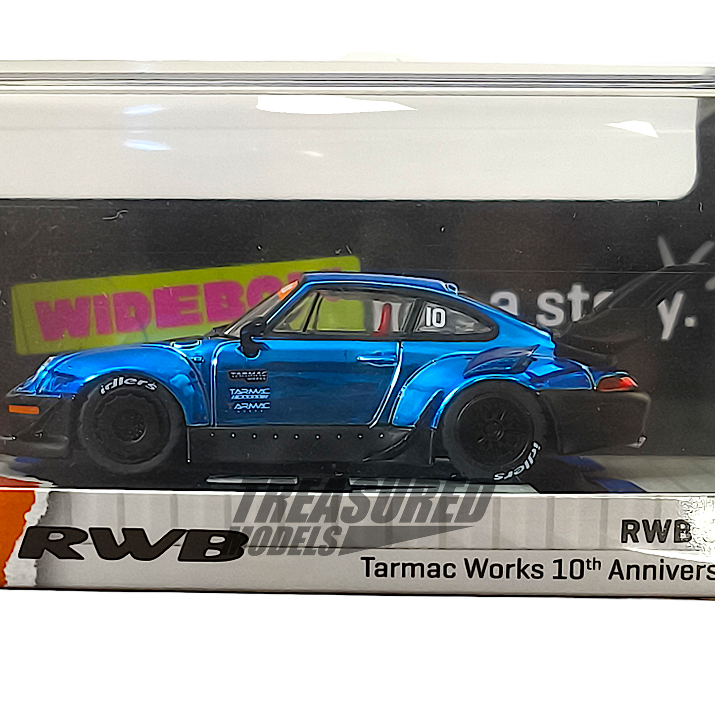 Tarmac Works Porsche RWB 993 Chrome Blue 10th Anniversary Dinner Car 1/64 Diecast