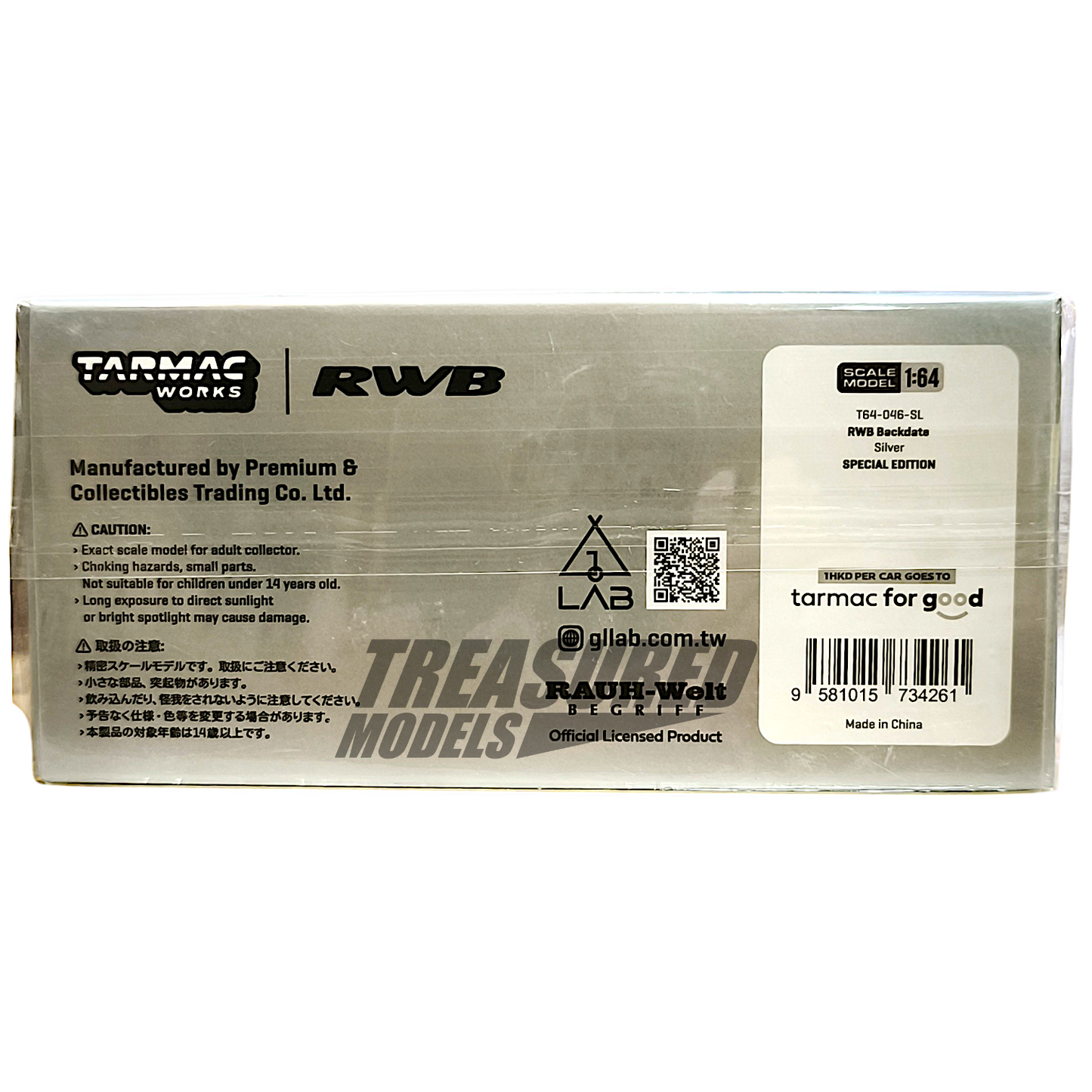 Tarmac Works Porsche RWB Backdate Silver Taiwan Special Edition T64-046-SL 1/64 Diecast