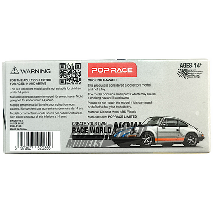 Pop Race Porsche Singer 964 Silver Blue PR640188 1/64 Die Cast