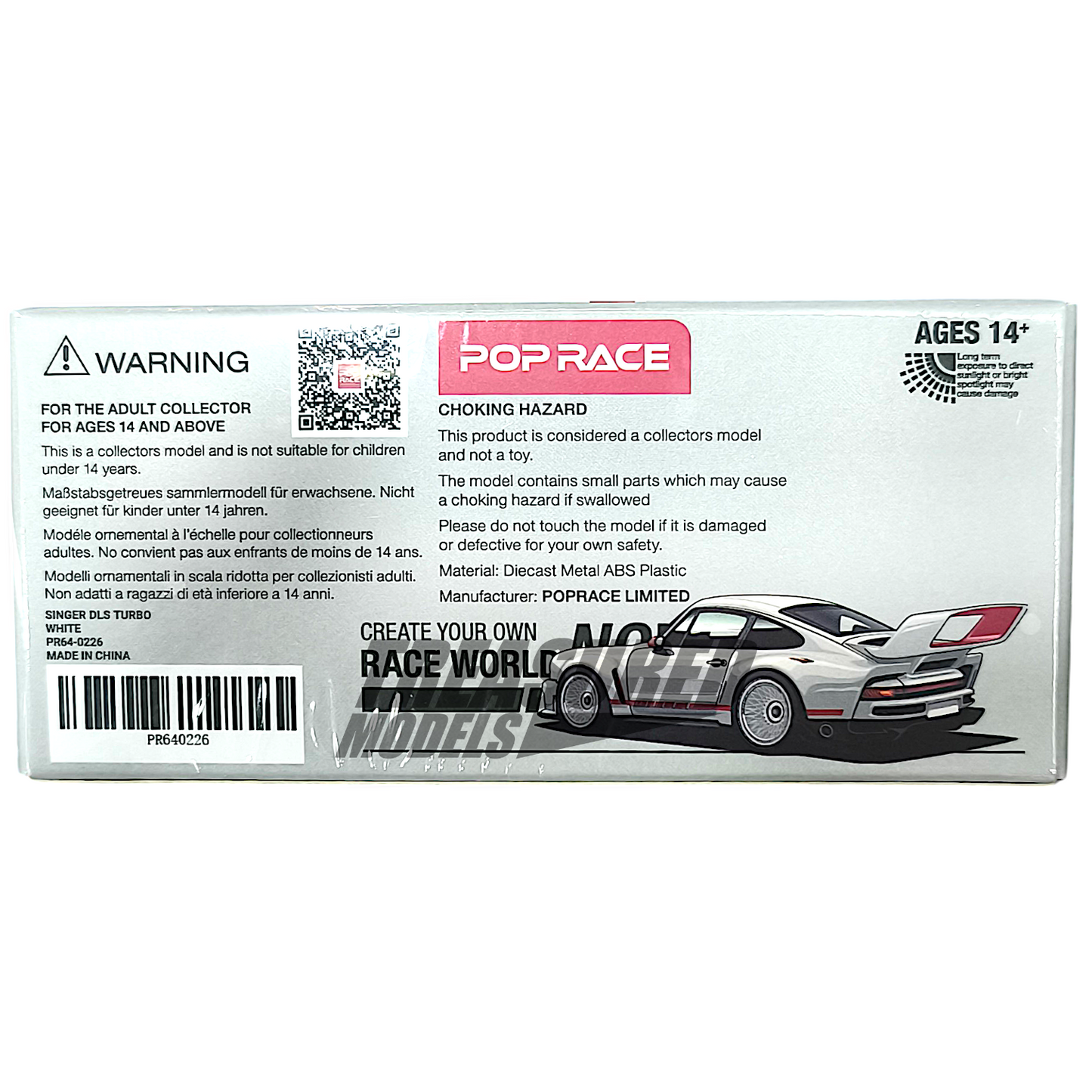 Pop Race Porsche Singer DLS Turbo White PR640226 1/64 Diecast