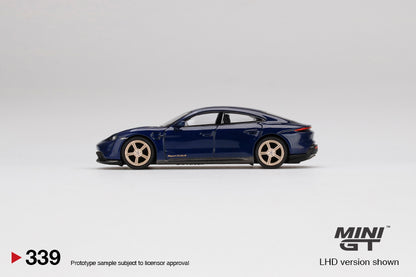 Mini GT Porsche Taycan Turbo S Gentian Blue Metallic MGT00339 1/64 Die Cast