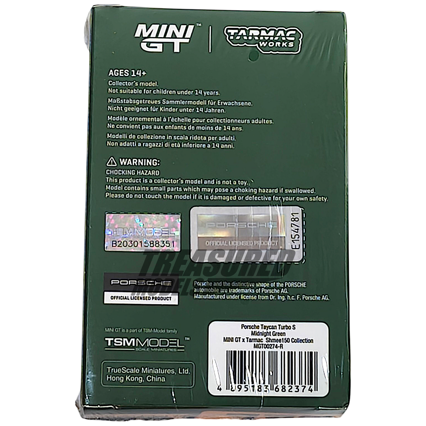 Mini GT x Tarmac Porsche Taycan Turbo S Midnight Green Shmee150 Collection MGT00274 1/64 Diecast