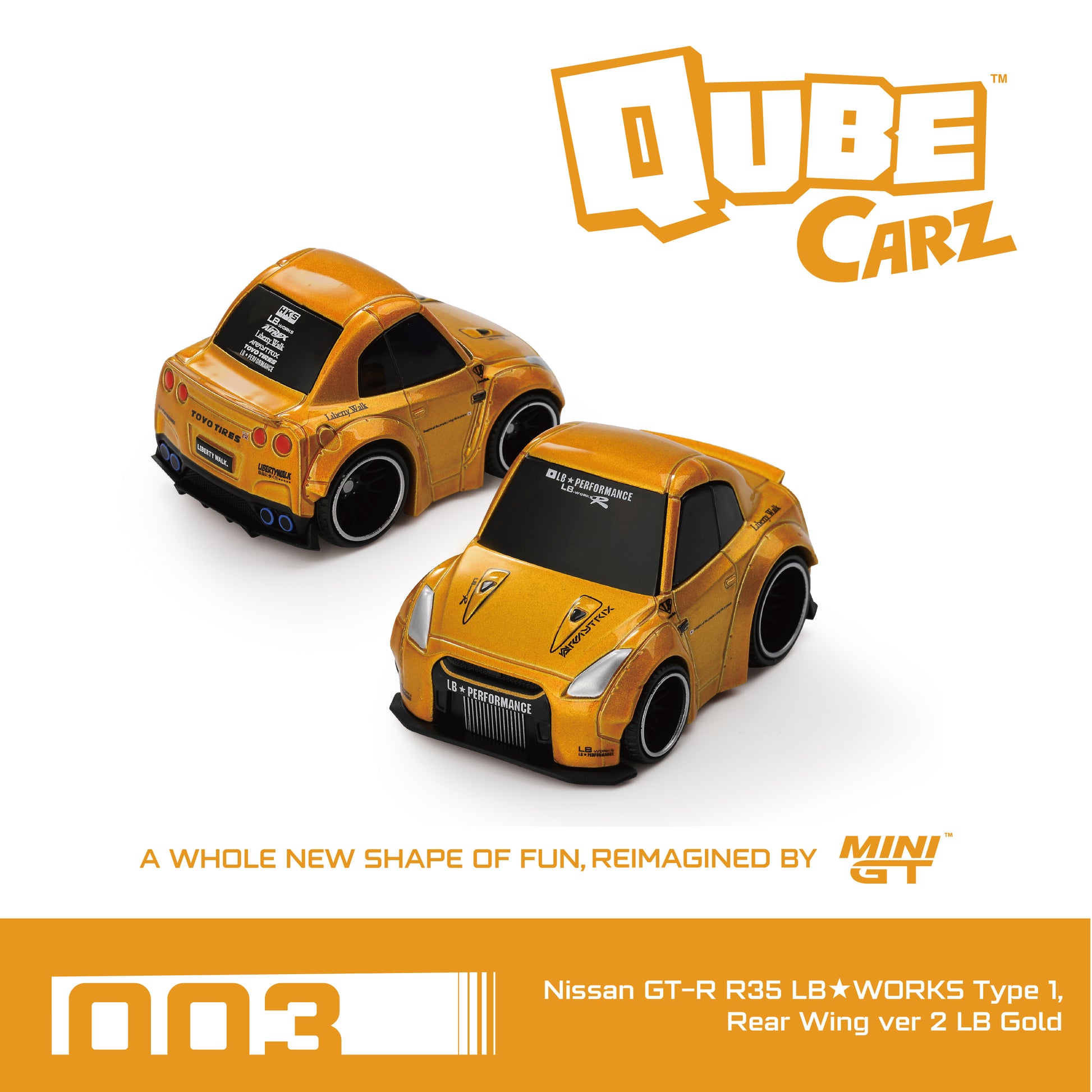 Qube Carz Nissan GT-R R35 LB★WORKS Type 1, Rear Wing ver 2 LB Gold QZ0 ...