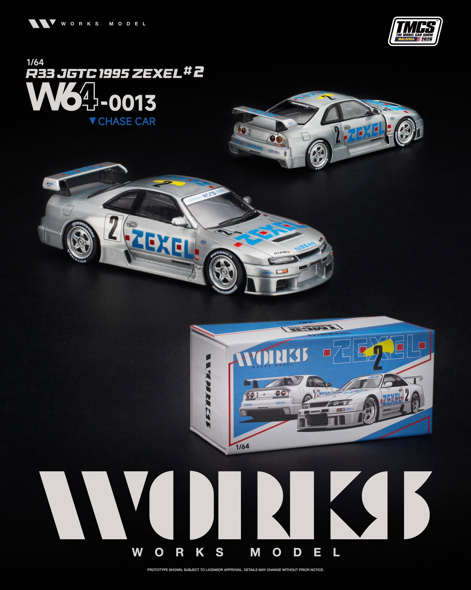 CHASE! Works Model R33 JGTC 1995 ZEXEL #2 TMCS 2026 W640013 1/64