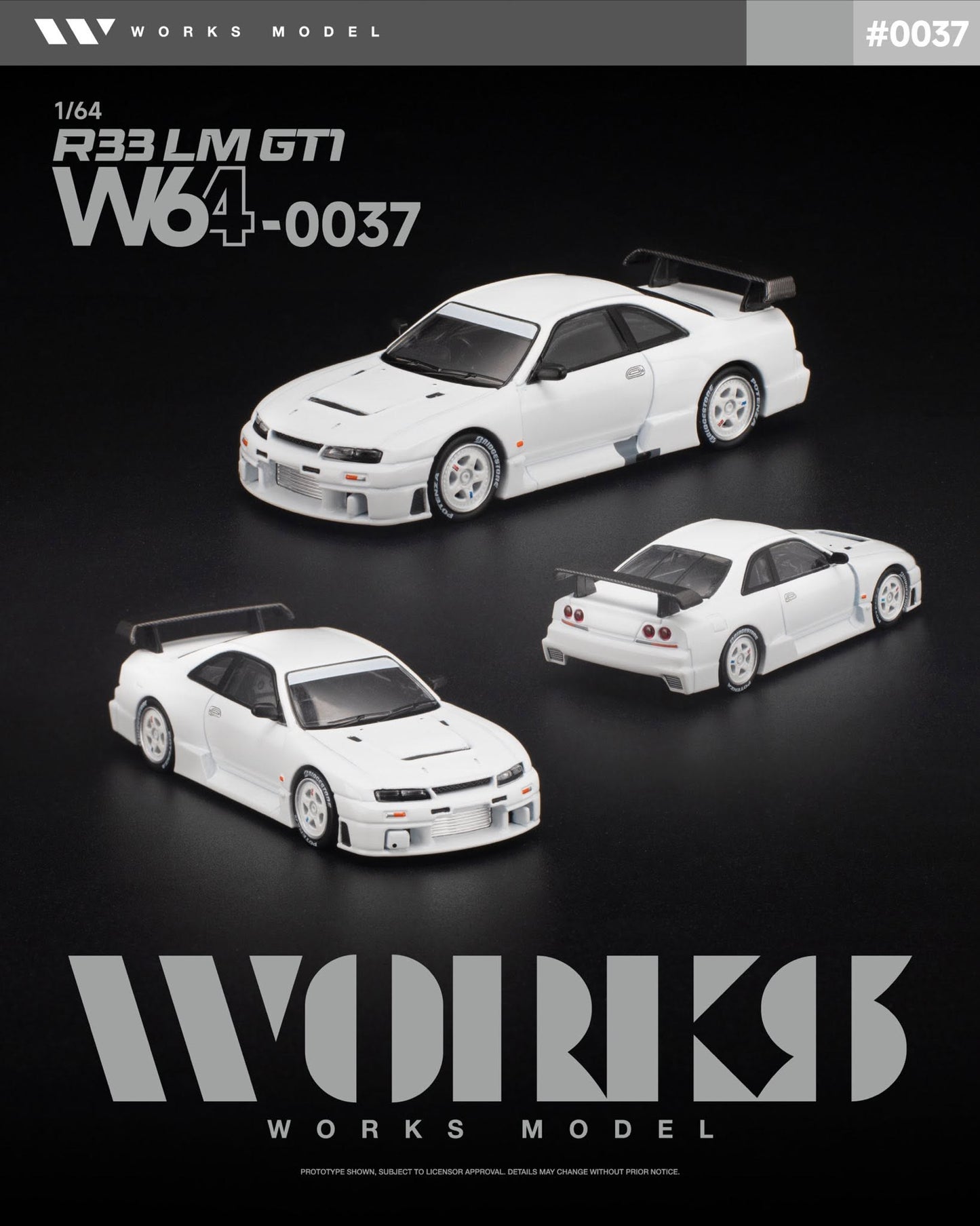 [Pre-Order] Works Model R33 LM 1995 GT1 WHITE W640037 1/64 Diecast