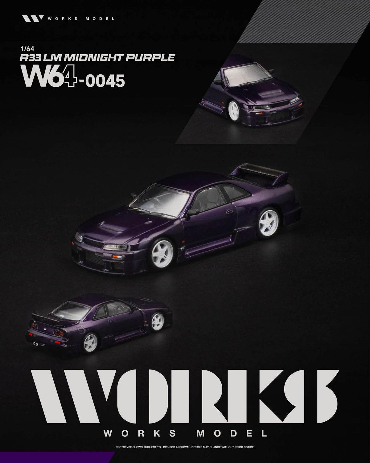 [Pre-Order] Works Model R33 LM MIDNIGHT PURPLE W640045 1/64 Diecast