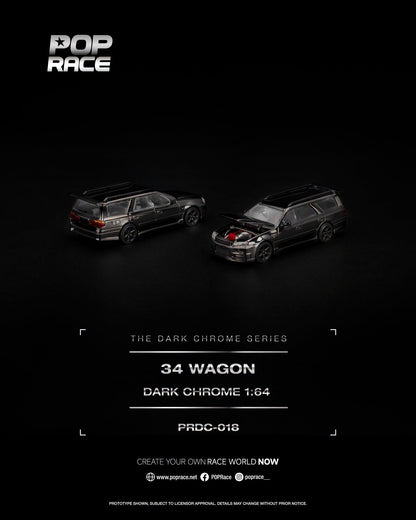 [PRE-ORDER] POP RACE R34 WAGON DARK CHROME PRDC018 1/64 Diecast