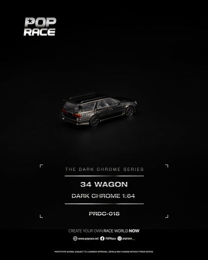 [PRE-ORDER] POP RACE R34 WAGON DARK CHROME PRDC018 1/64 Diecast