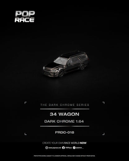 [PRE-ORDER] POP RACE R34 WAGON DARK CHROME PRDC018 1/64 Diecast