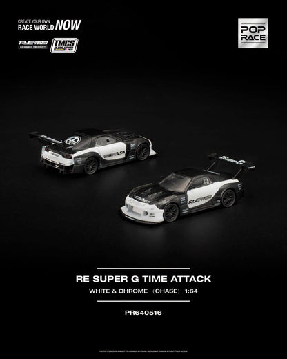 Pop Race RE Super G Time Attack White & Black TMCS 2026 PR640516 1/64 Diecast