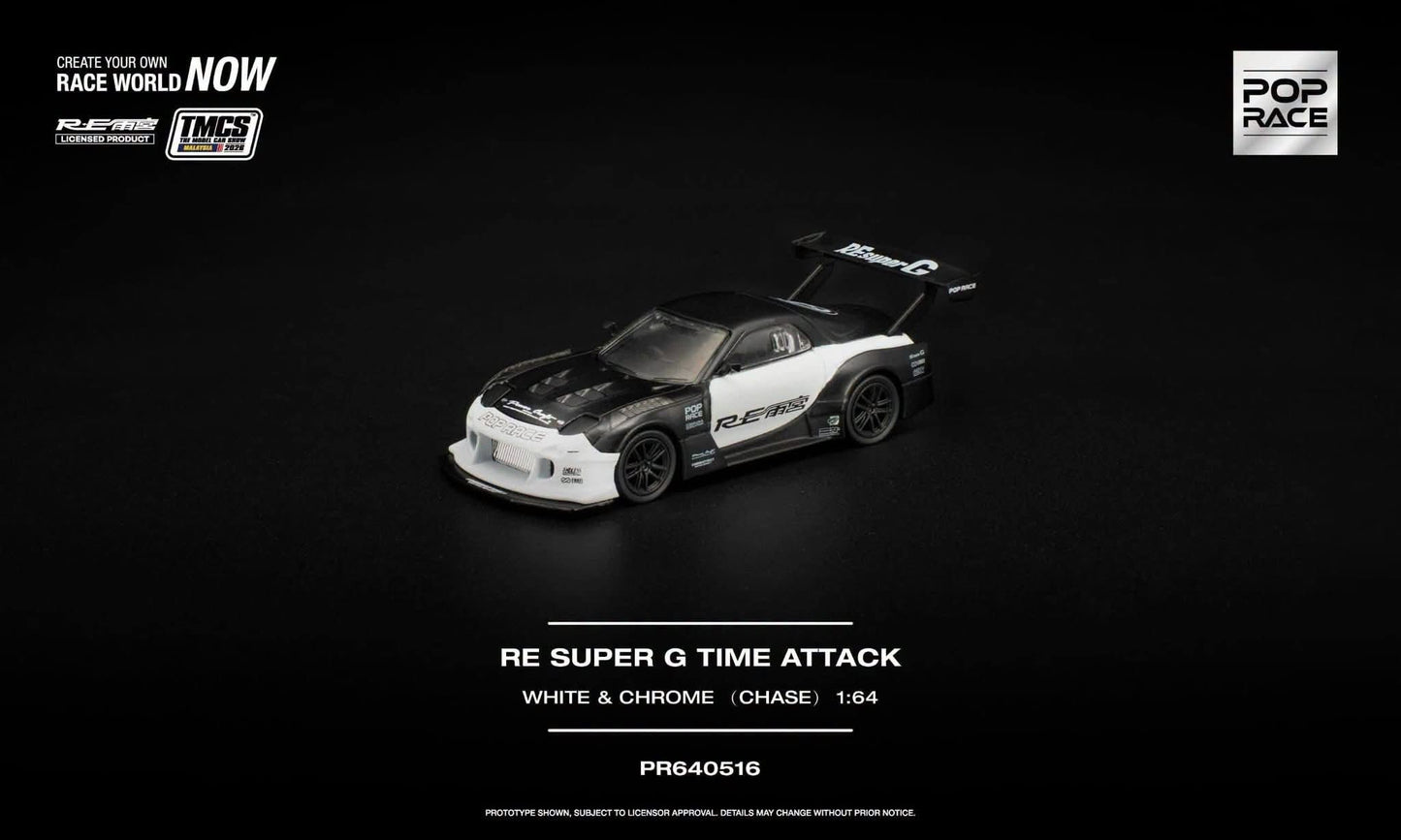 Pop Race RE Super G Time Attack White & Black TMCS 2026 PR640516 1/64 Diecast