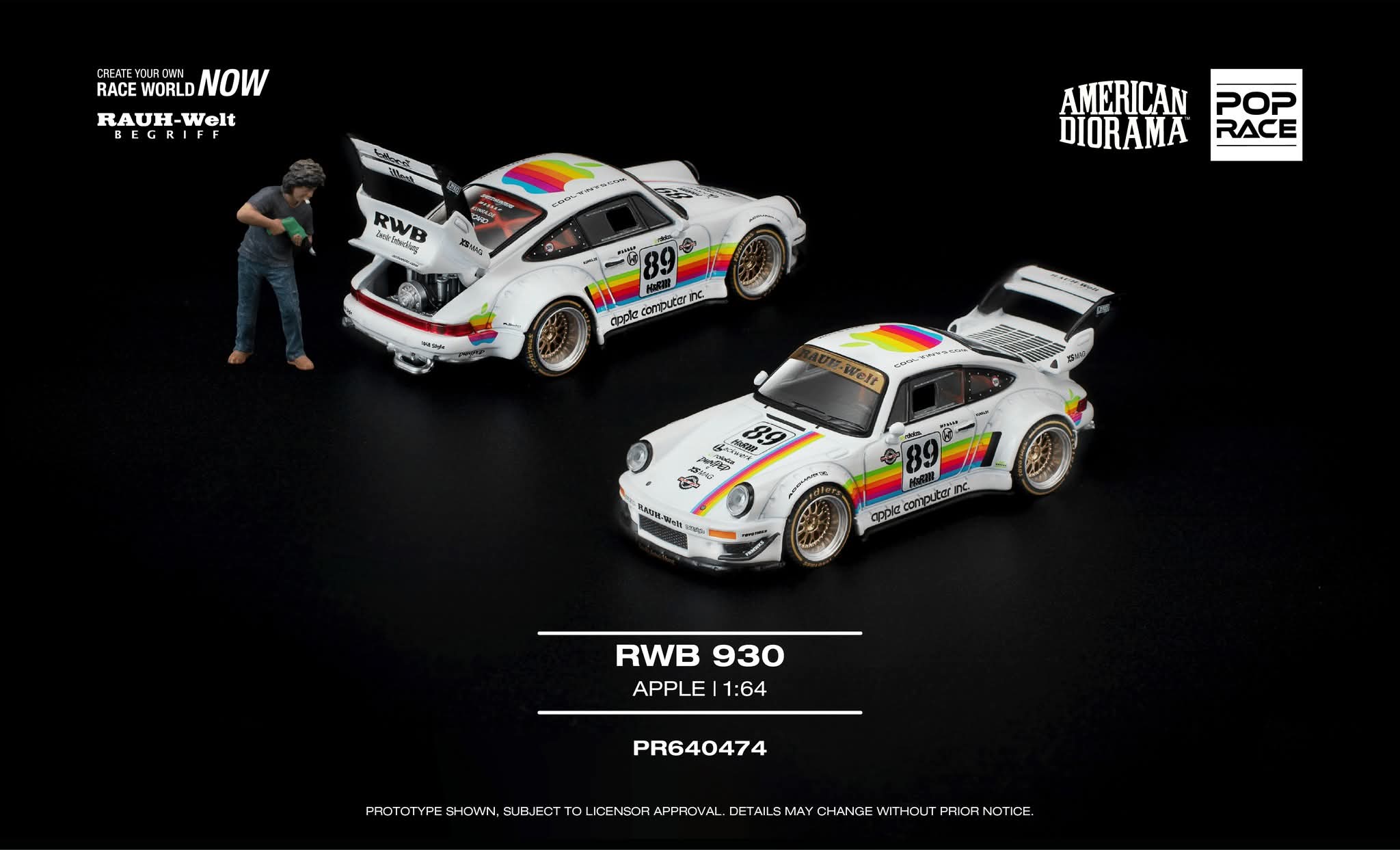 Pre-Order] Pop Race RWB 930 Apple PR640474 1/64 Diecast