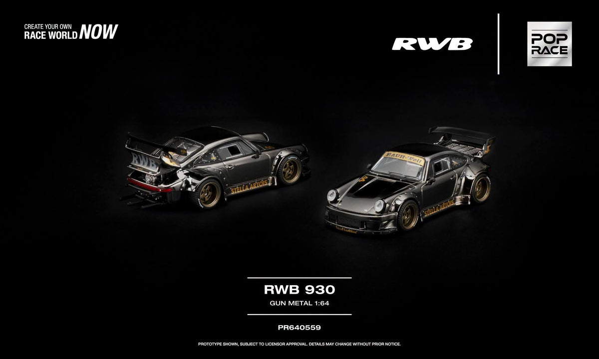 [Pre-Order] Pop Race RWB 930 Gun Metal PR640559 1/64 Diecast