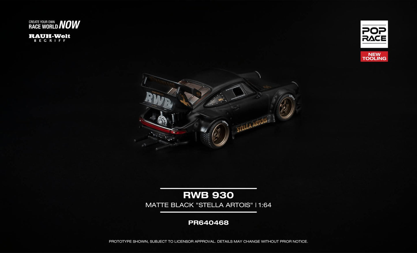 [Pre-Order] Pop Race RWB 930 Matte Black Setlla Artois PR640468 1/64 Diecast