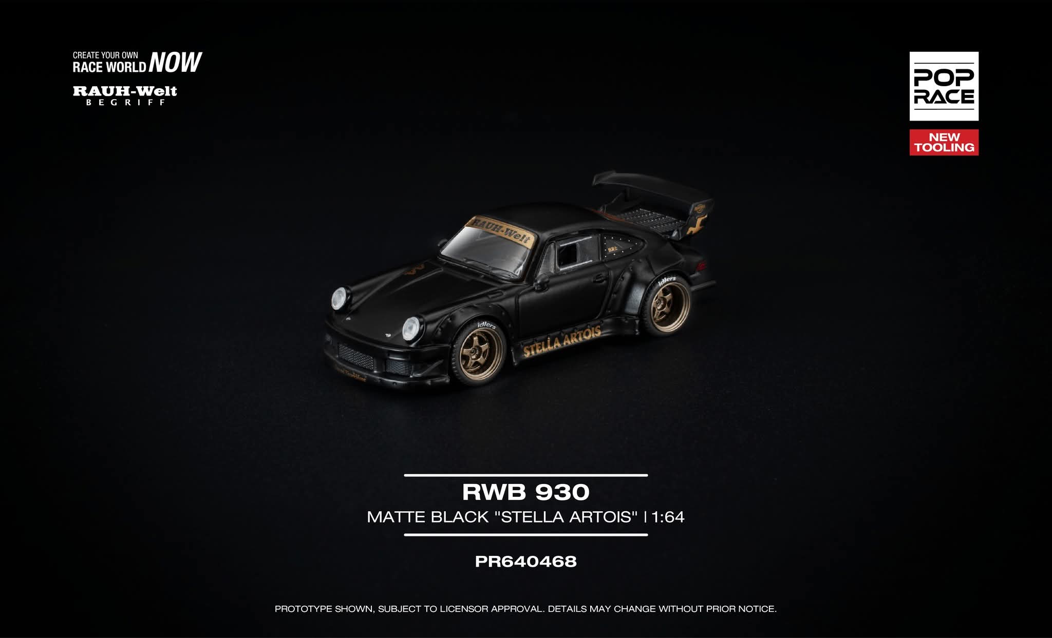 絶版　1/64PGM RWB 930 Black ポルシェ MC 1/64 Black Dragon RWB Porsche 930 Sports Model Diecast Metal