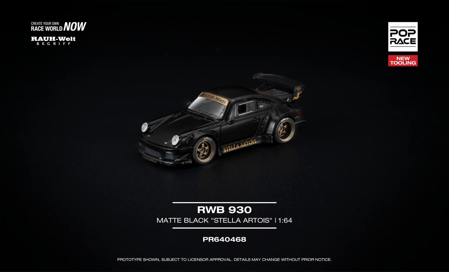 [Pre-Order] Pop Race RWB 930 Matte Black Setlla Artois PR640468 1/64 Diecast