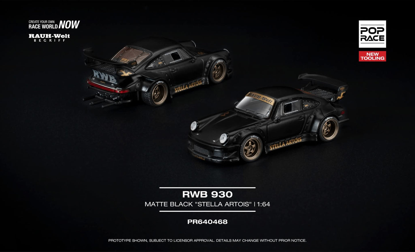 [Pre-Order] Pop Race RWB 930 Matte Black Setlla Artois PR640468 1/64 Diecast