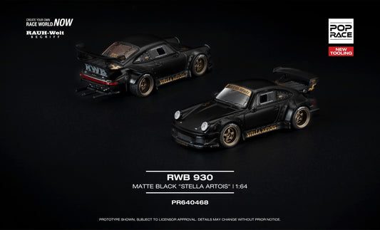 [Pre-Order] Pop Race RWB 930 Matte Black Setlla Artois PR640468 1/64 Diecast