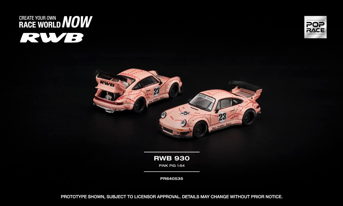 [Pre-Order] Pop Race RWB 930 Pink Pig PR640535 1/64 Diecast