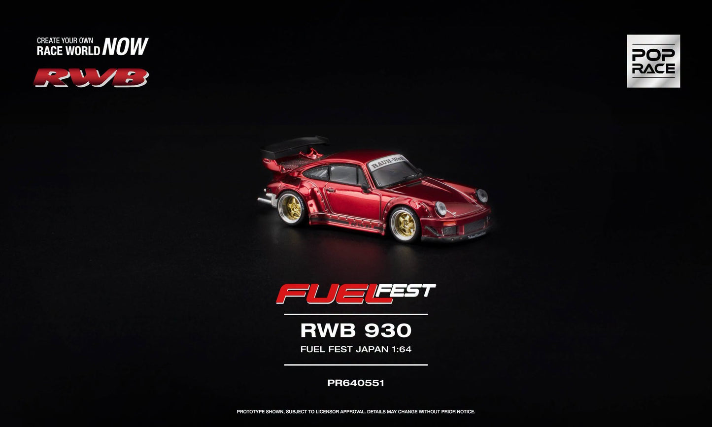 Pop Race RWB 930 Red Chrome Fuel Fest Japan 2026 PR640551 1/64 Diecast