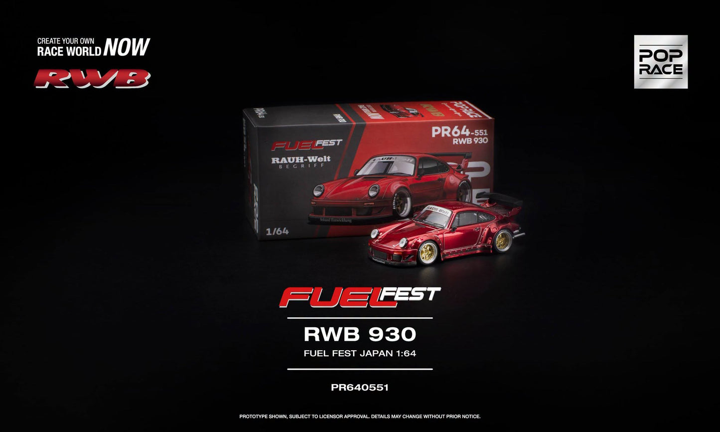 Pop Race RWB 930 Red Chrome Fuel Fest Japan 2026 PR640551 1/64 Diecast