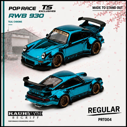 [Pre-Order] Pop Race RWB 930 Teal Chrome PRT004 1/64 Diecast