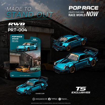 [Pre-Order] Pop Race RWB 930 Teal Chrome PRT004 1/64 Diecast