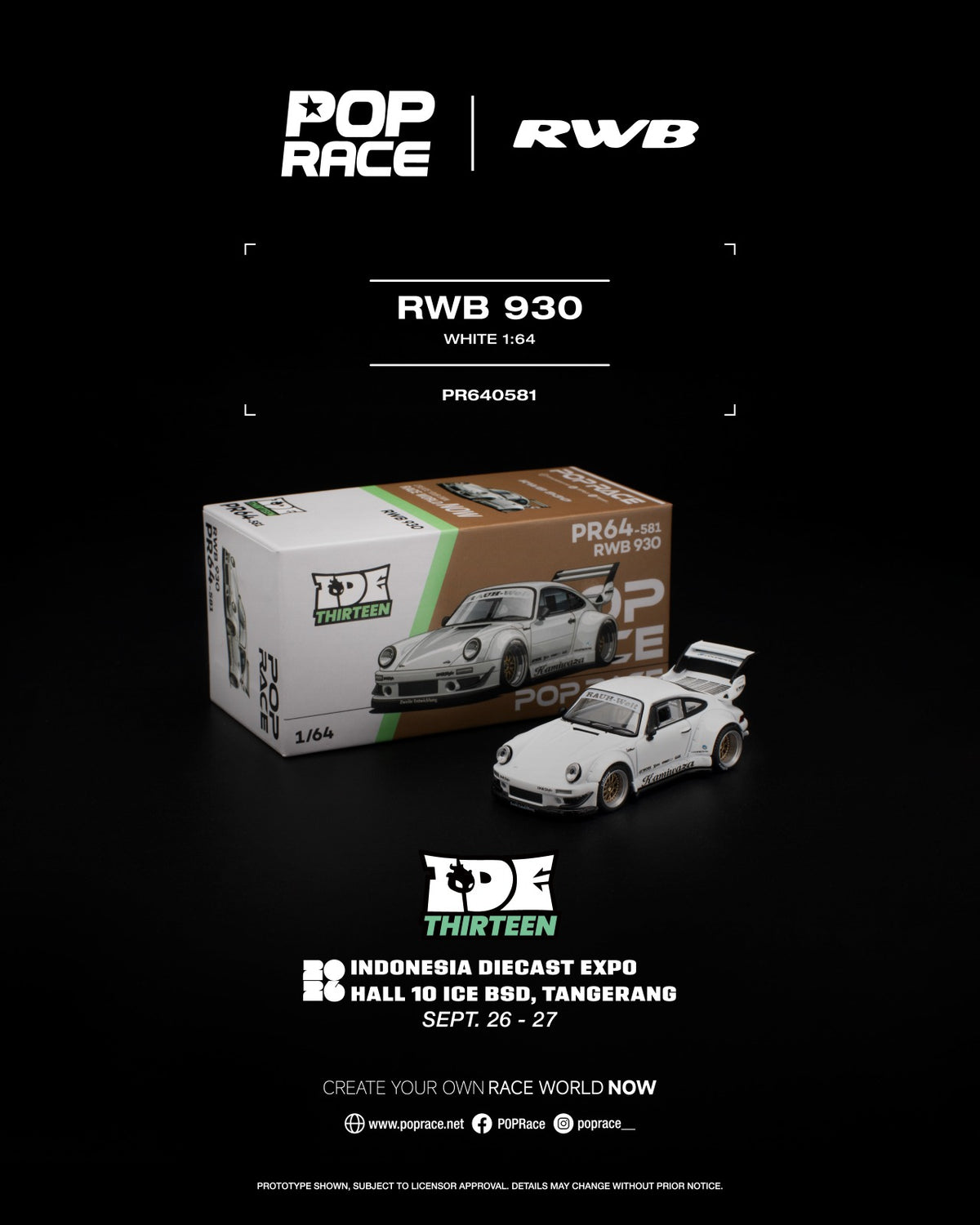 Poprace Rwb 930 POP RACE RWB 930 White IDE 2026 PR640581 1/64 Diecast – Treasured Models