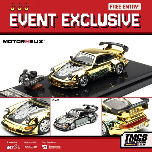 MotorHelix RWB 964 Silver-Fenix Gold Chrome TMCS 2026 1/64 Diecast