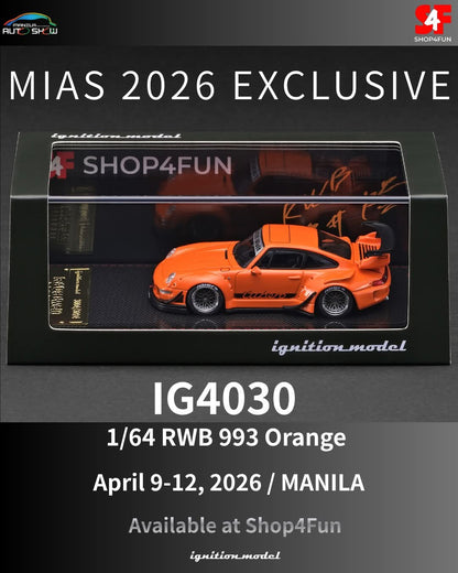 Ignition Model RWB 993 Orange Metallic IG4030 MIAS 2026 1/64 Diecast