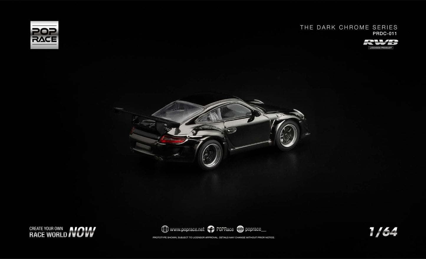 [Pre-Order] Pop Race RWB 997 Dark Chrome PRDC011 1/64 Diecast