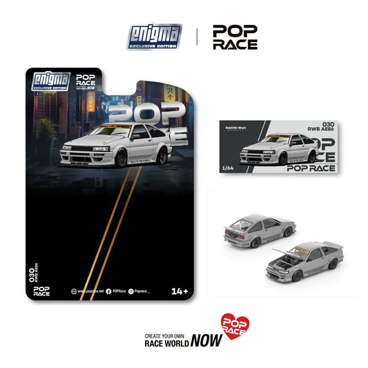 [Pre-Order] Pop Race RWB AE86 Matte Gray PRE030 1/64 Diecast