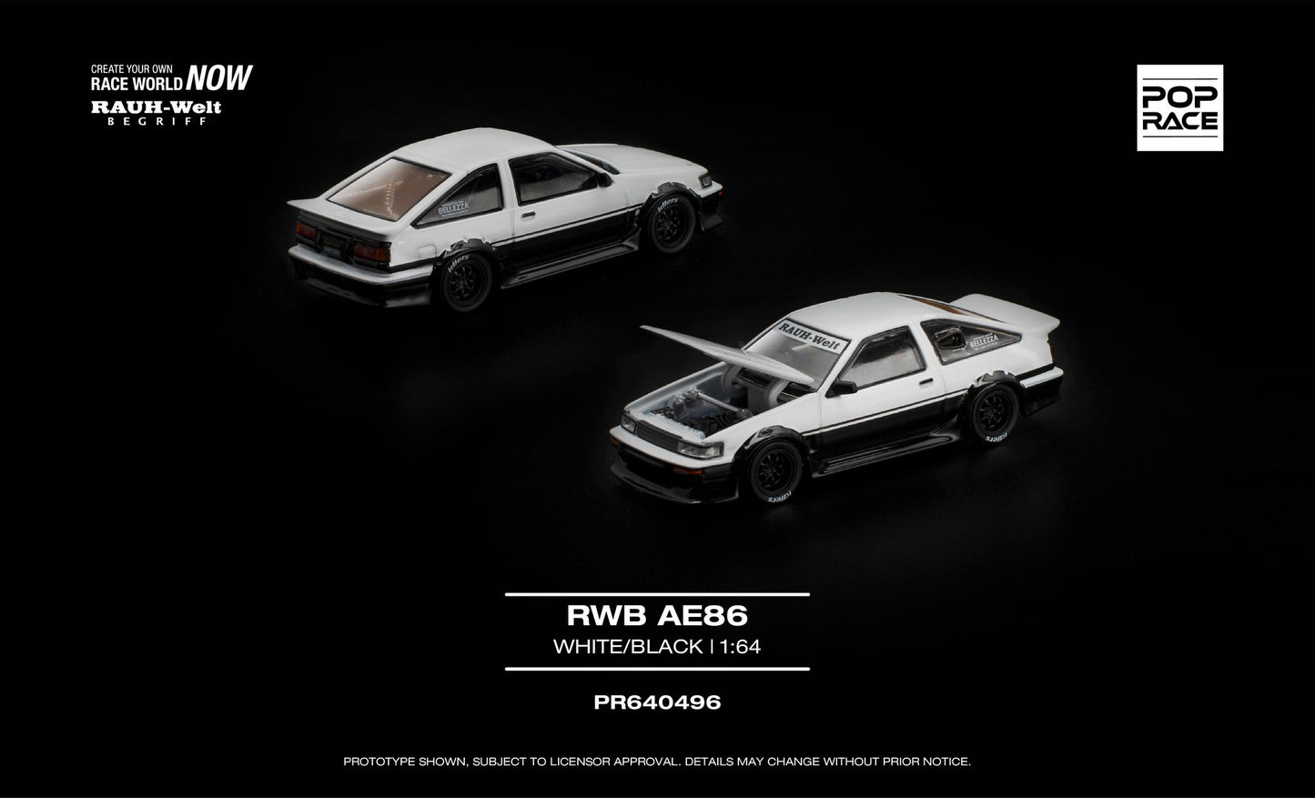 [Pre-Order] Pop Race RWB AE86 WHITE BLACK PR640496 1/64 Diecast