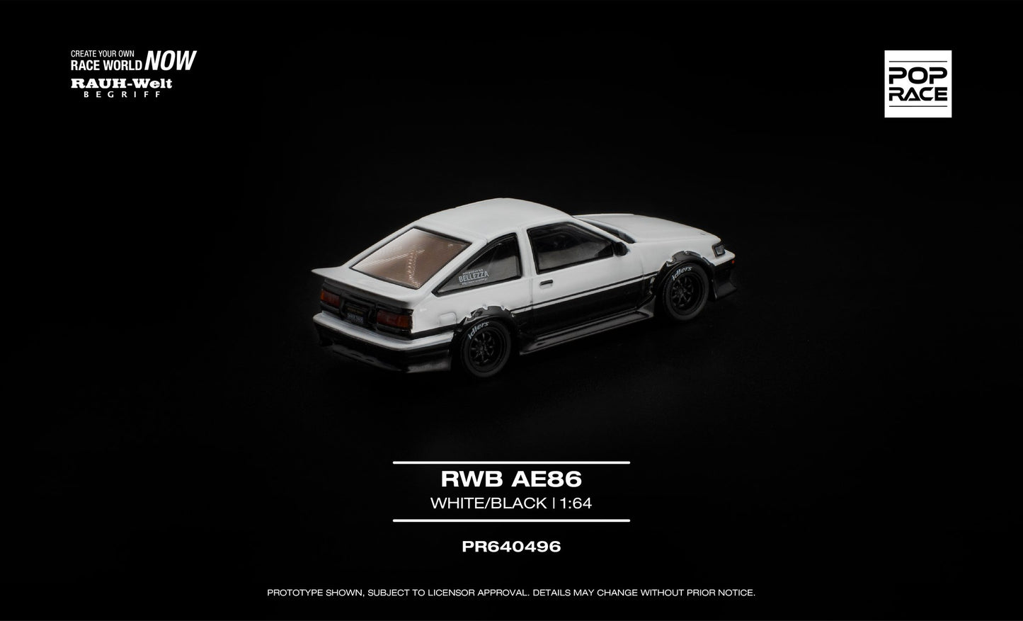 [Pre-Order] Pop Race RWB AE86 WHITE BLACK PR640496 1/64 Diecast
