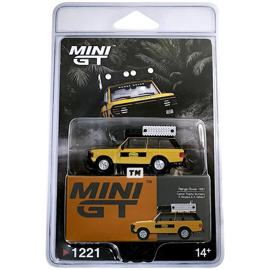 Mini GT Range Rover 1981 Camel Trophy Sumatra K.Stoppa & A.Valldorf Blister Packaging MGT01221-BL 1/64 Diecast
