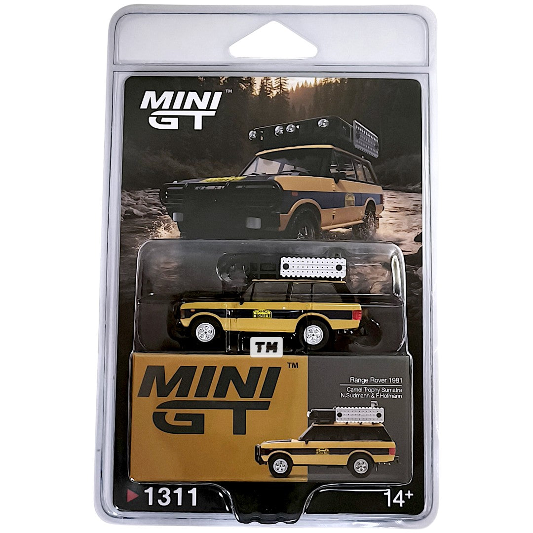 MINI GT Range Rover 1981 Camel Trophy Sumatra N.Sudmann & F.Hofmann Blister Packaging MGT01311-BL 1/64 Diecast