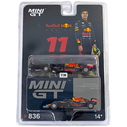 Mini GT Red Bull RB16B #11 Sergio Pérez 2021 Azerbaijan Grand Prix Winner Blister Packaging MGT00836-BL 1/64 Diecast