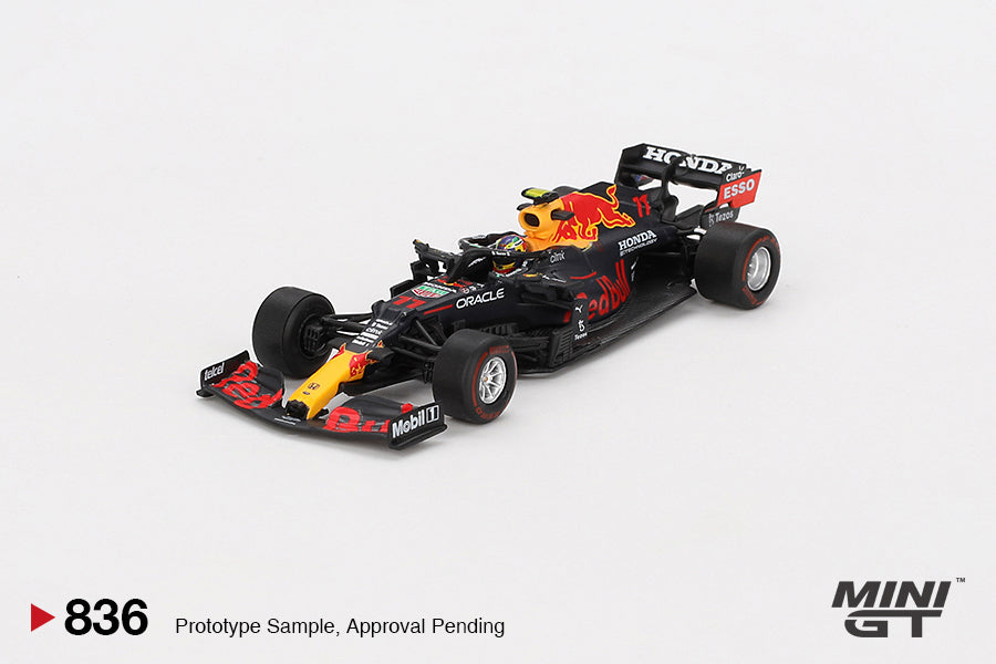 Mini GT Red Bull RB16B #11 Sergio Pérez 2021 Azerbaijan Grand Prix Winner Blister Packaging MGT00836-BL 1/64 Diecast