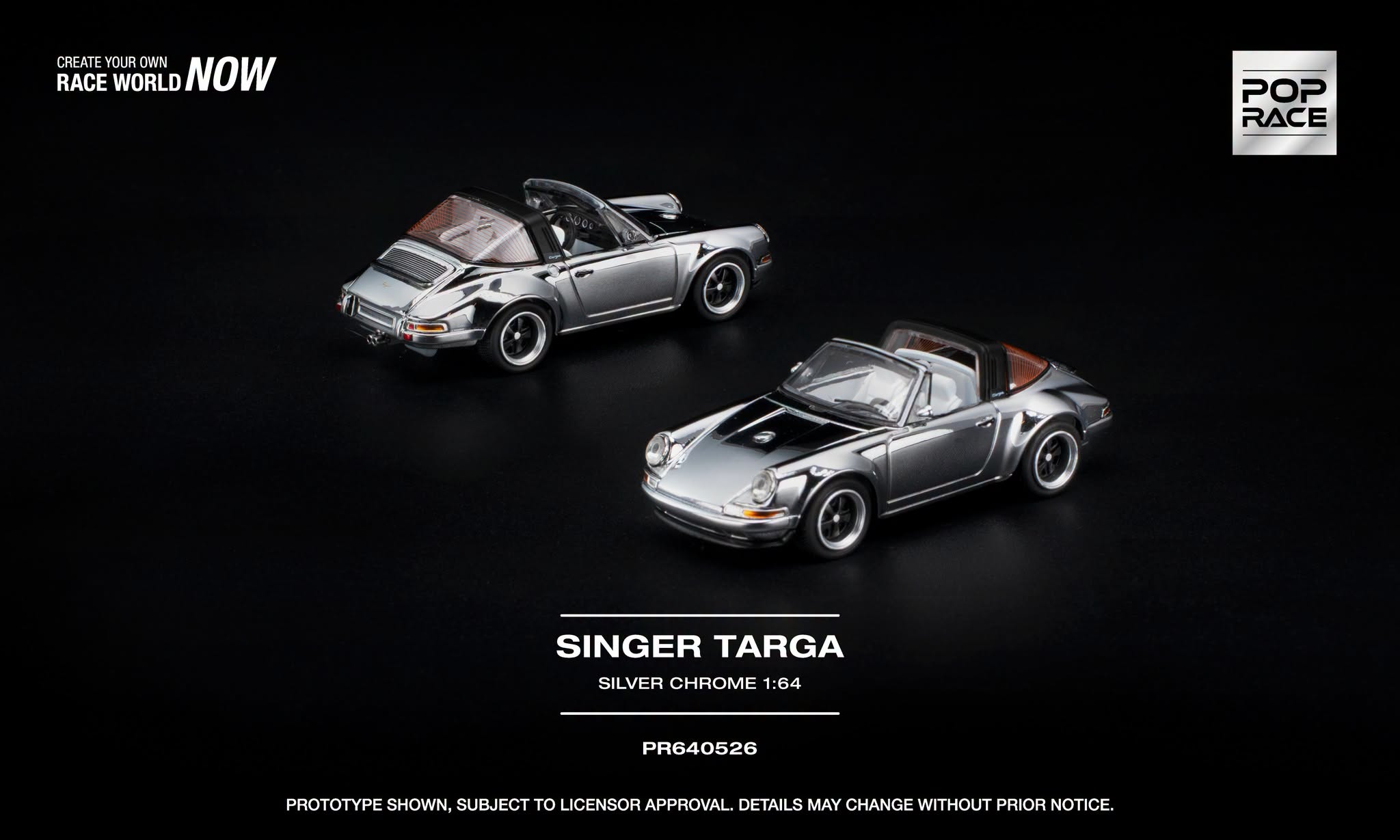 Pre-Order] Pop Race SINGER TARGA - SILVER CHROME PR640526 1/64