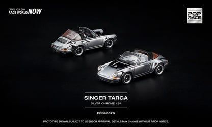 [Pre-Order] Pop Race SINGER TARGA - SILVER CHROME PR640526 1/64 Diecast