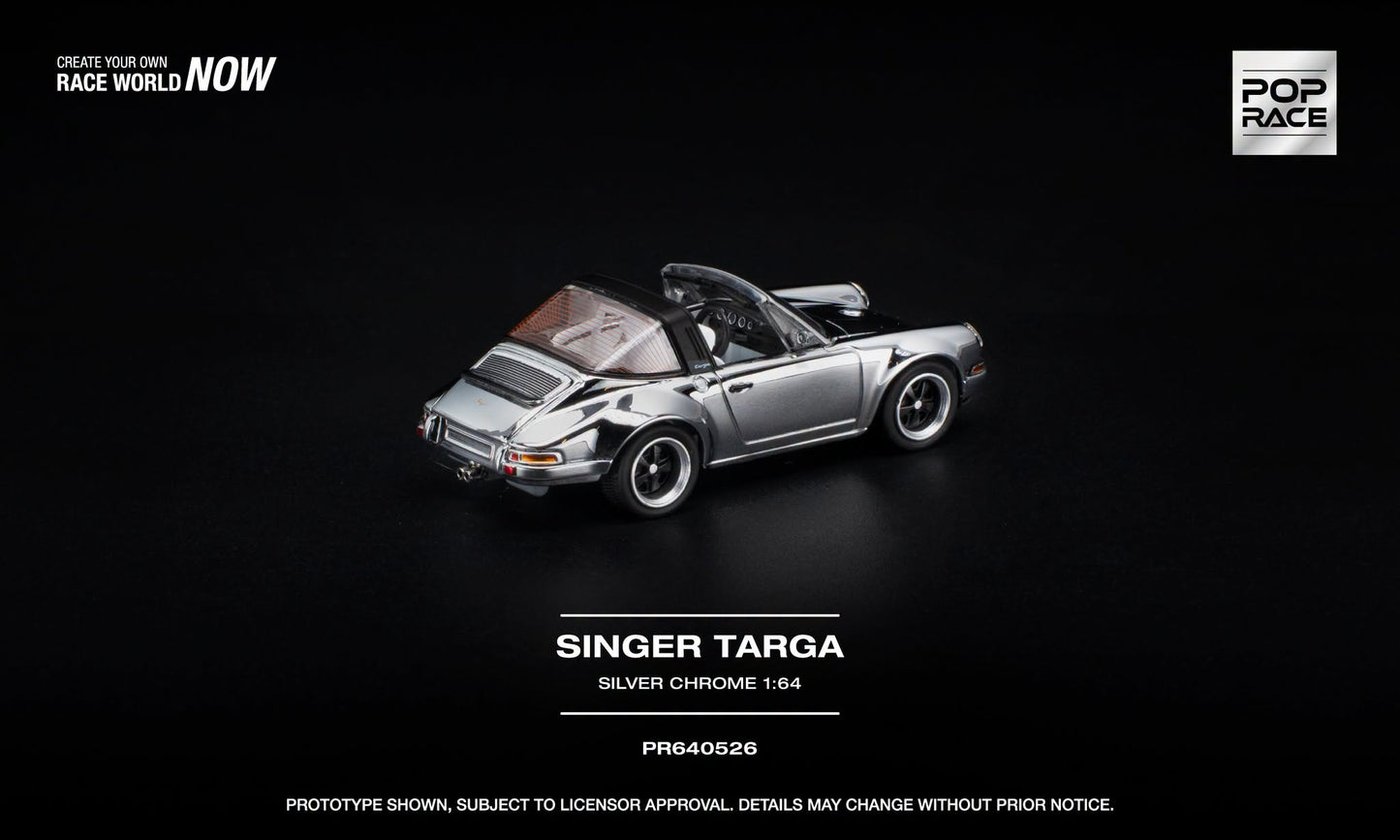 [Pre-Order] Pop Race SINGER TARGA - SILVER CHROME PR640526 1/64 Diecast