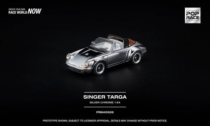 [Pre-Order] Pop Race SINGER TARGA - SILVER CHROME PR640526 1/64 Diecast
