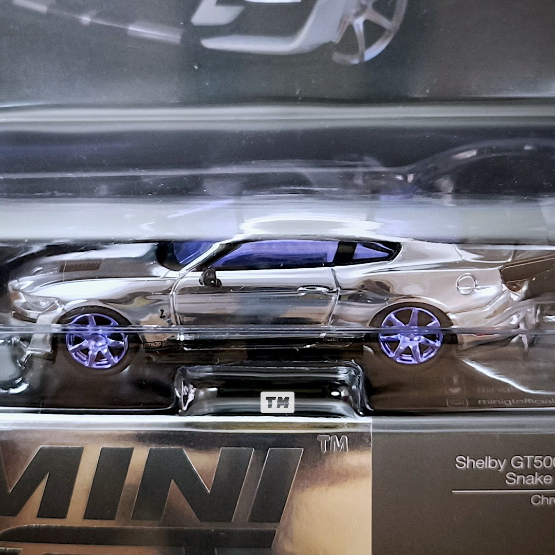 CHASE! MINI GT Shelby GT500 Dragon Snake Concept Chrome Silver Blister Packaging MGT01230-BL 1/64 Diecast