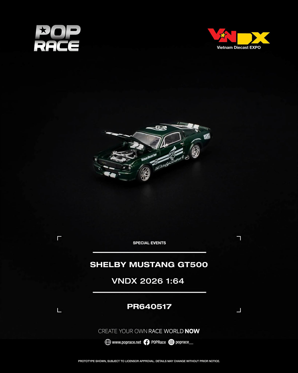 POP RACE Shelby Mustang GT500 VNDX 2026 PR640517 1/64 Diecast
